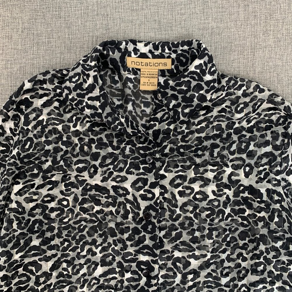 Notations Women's Button Down Sheer Blouse Leopar… - image 3